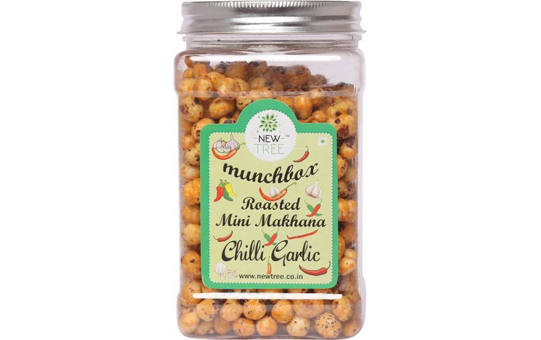 New Tree Munchbox Roasted Mini Makhana Chilli Garlic   Glass Jar  150 grams